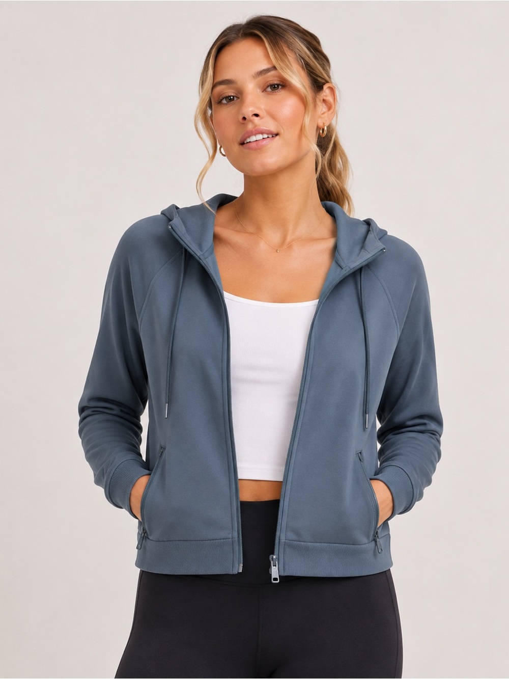 Old Navy Dynamic Fleece Zip Hoodie Sweatshirt in Ocean Shale